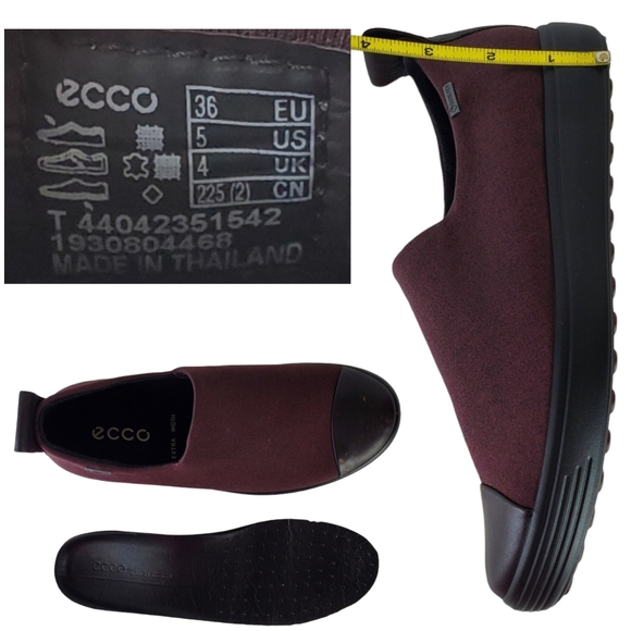 New Ecco the soft 7 gore tex waterproofslip on sneakers burgundy extra width - Picture 13 of 14